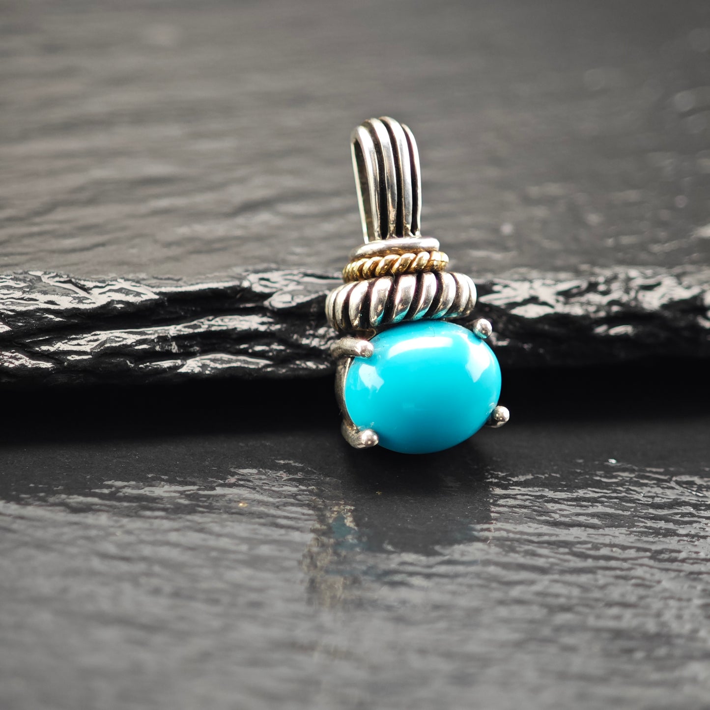 Turquiose 14K Gold Accent Pendant Sterling Silver P2908