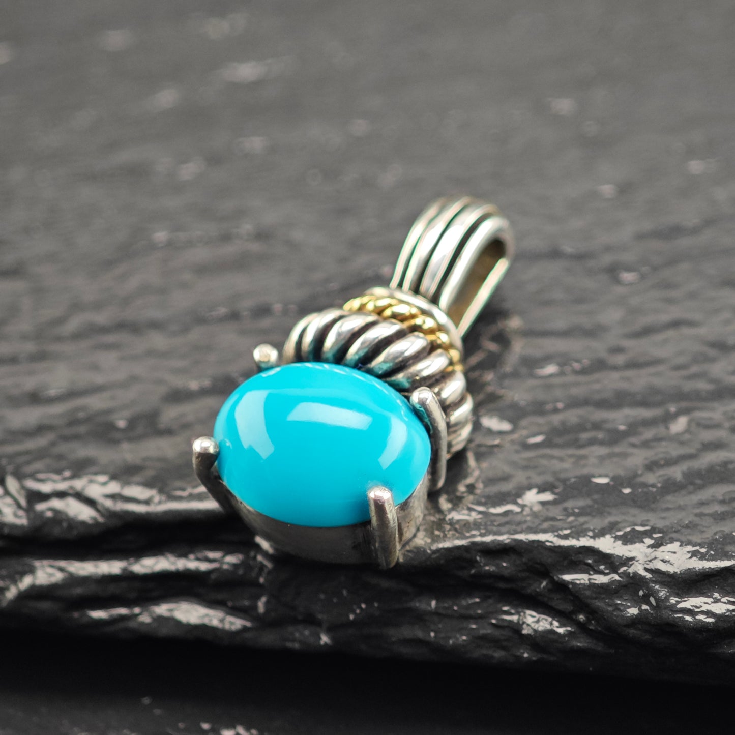 Turquiose 14K Gold Accent Pendant Sterling Silver P2908
