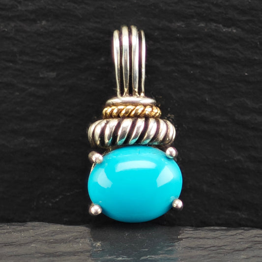 Turquiose 14K Gold Accent Pendant Sterling Silver P2908