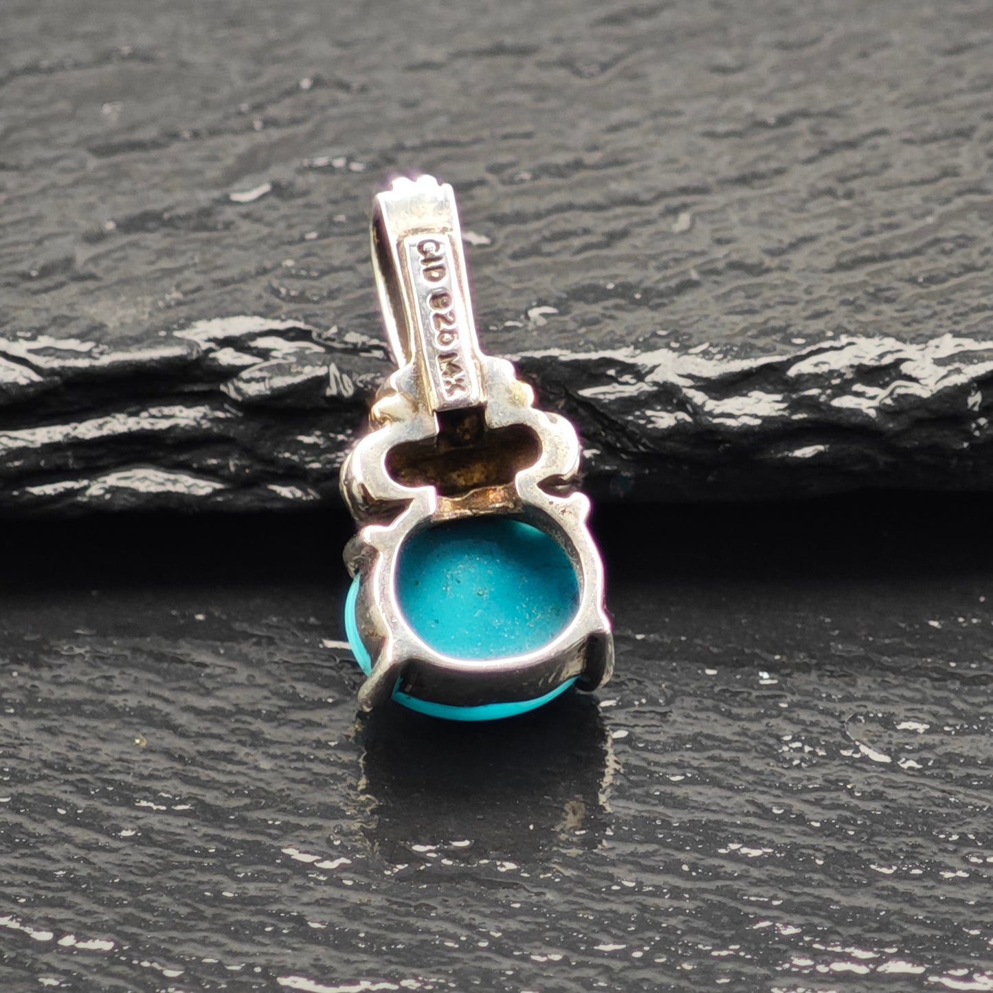 Turquiose 14K Gold Accent Pendant Sterling Silver P2908