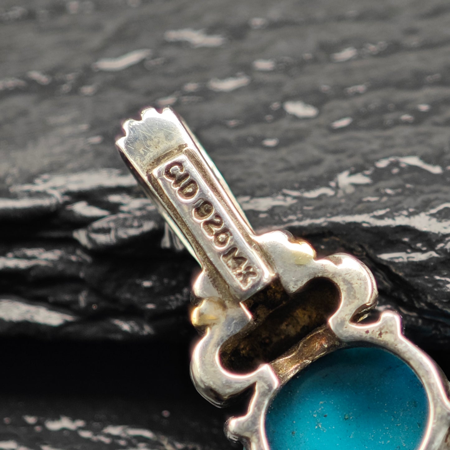 Turquiose 14K Gold Accent Pendant Sterling Silver P2908