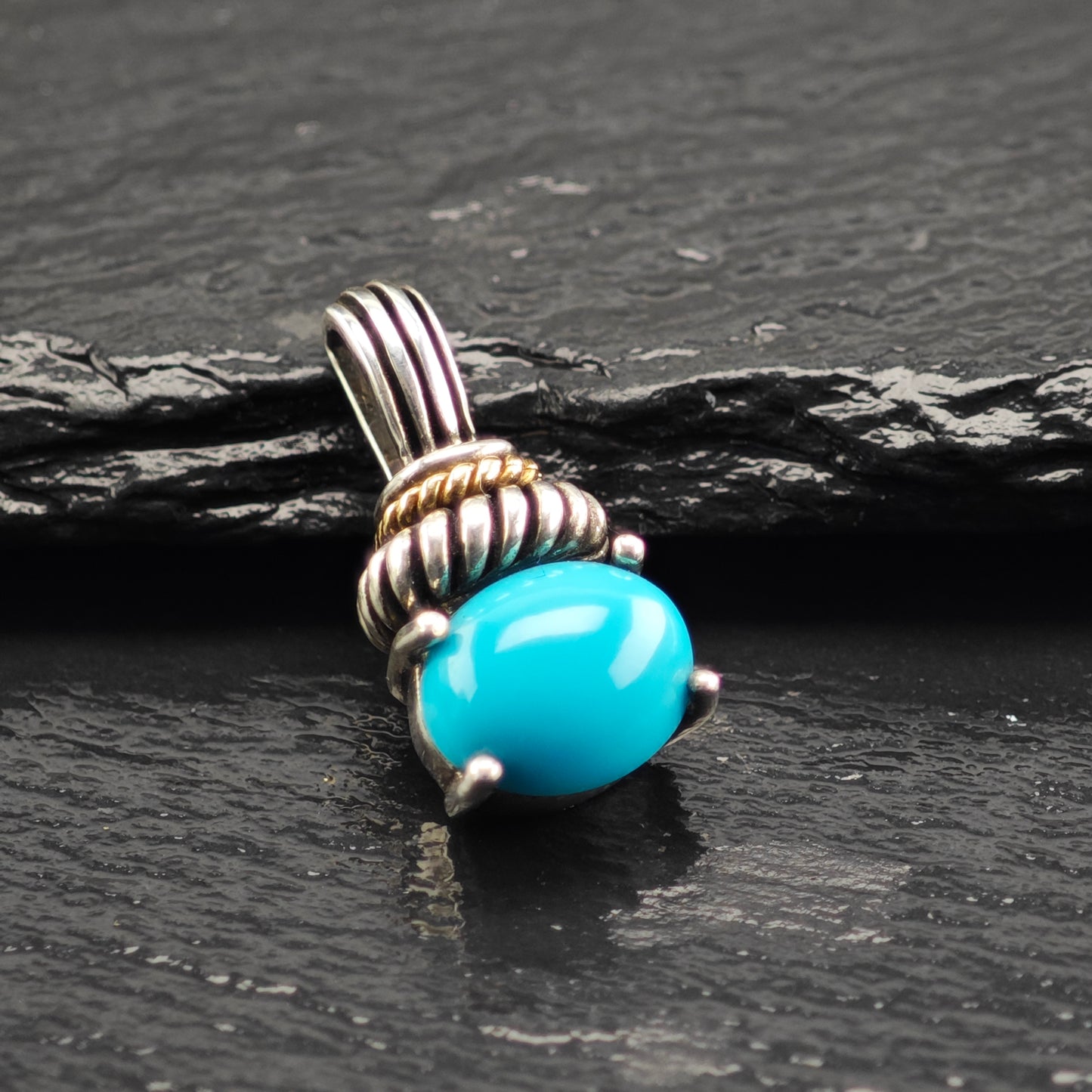 Turquiose 14K Gold Accent Pendant Sterling Silver P2908