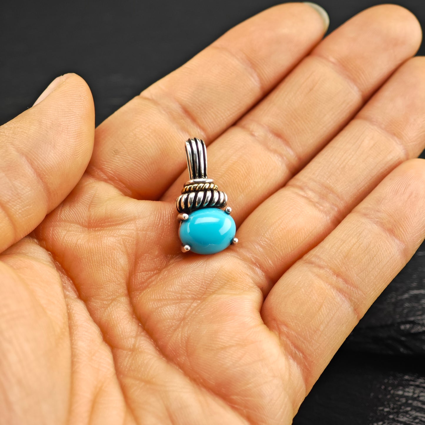 Turquiose 14K Gold Accent Pendant Sterling Silver P2908