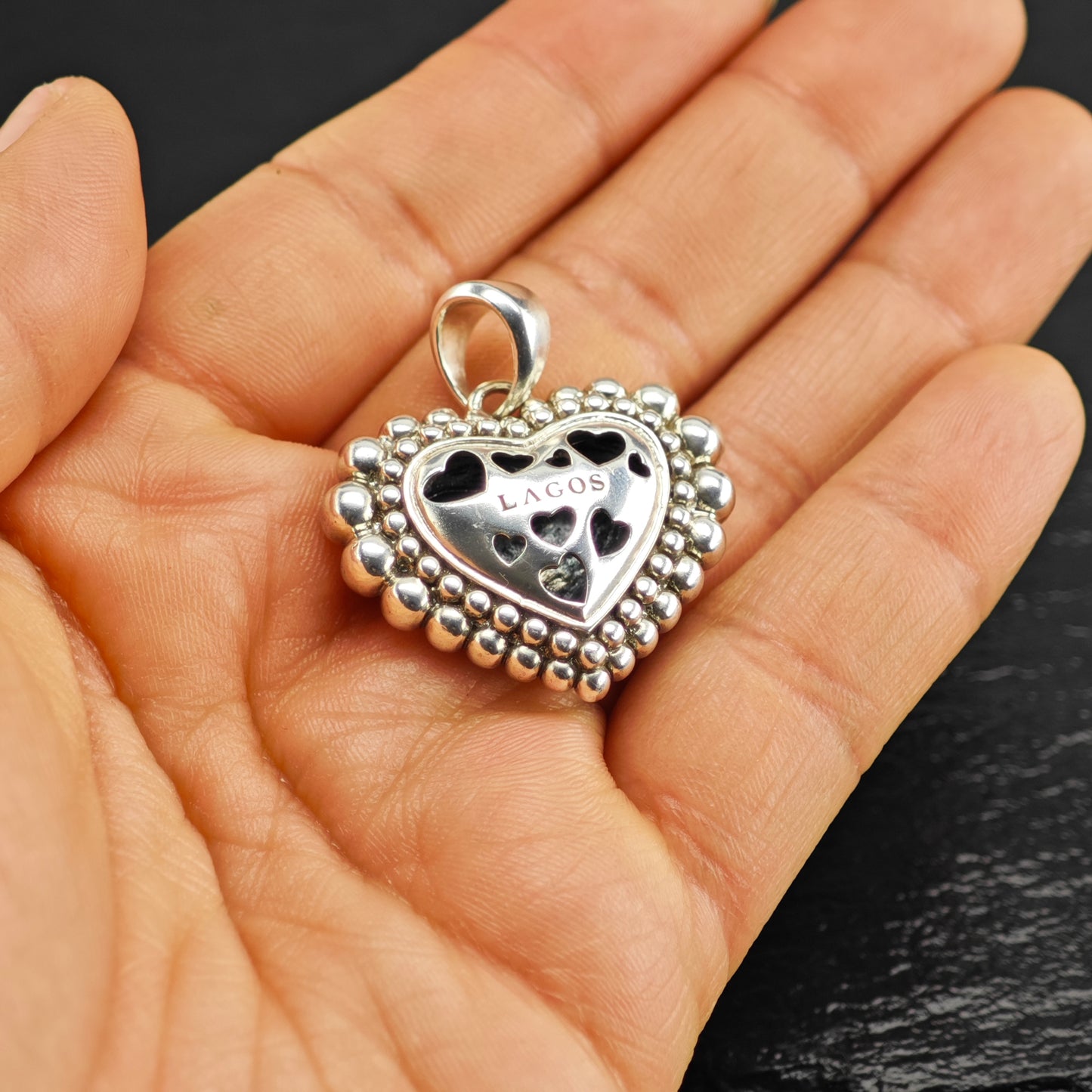 Lagos Reversible Bubble Heart Pendant Sterling Silver P2911