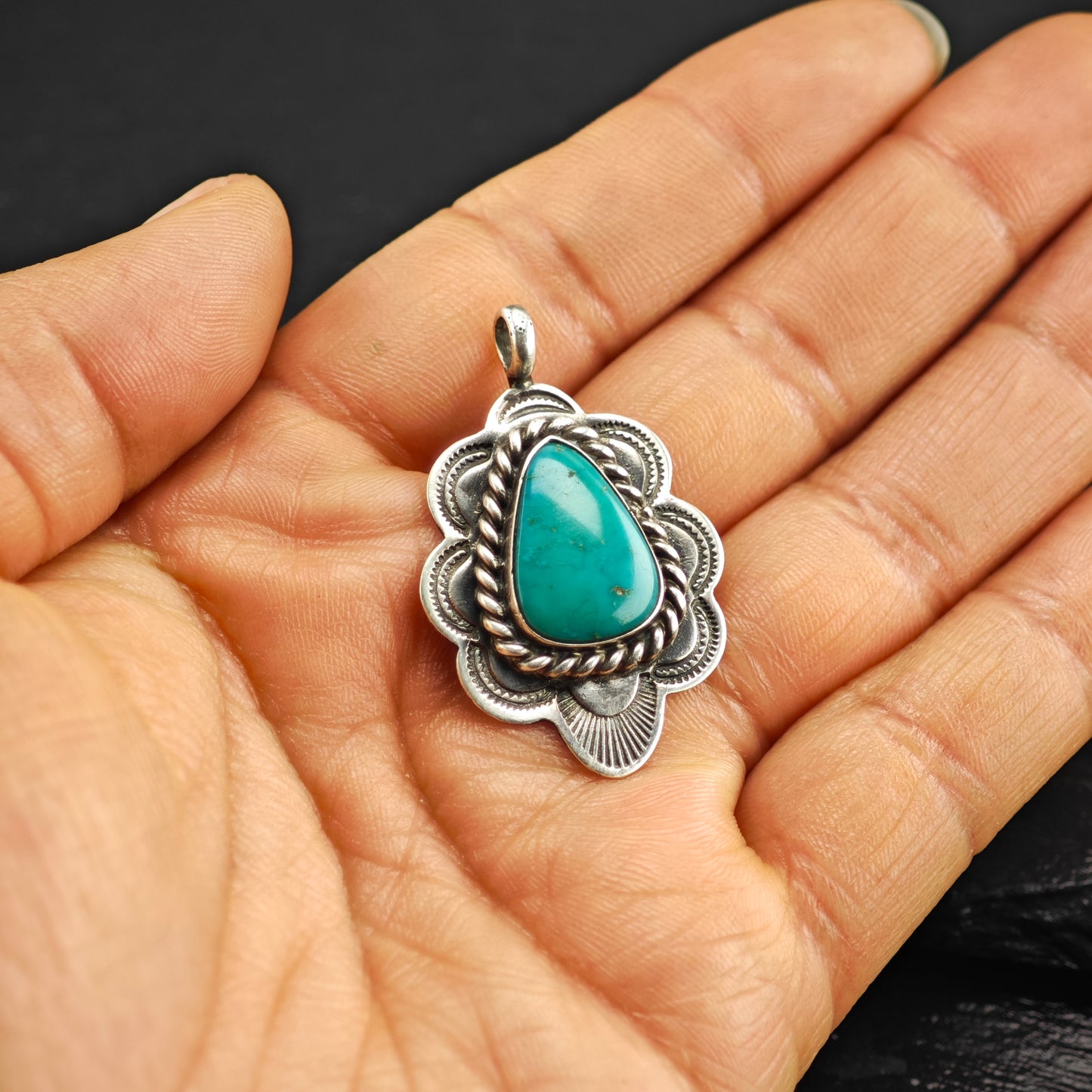 Native American Turquise Pendant Sterling Silver P2913