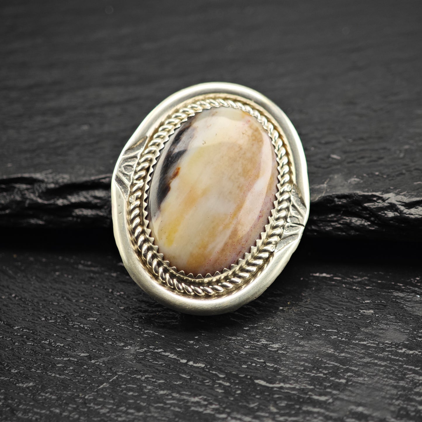 Native American Petrified Wood Pendant Brooch Sterling Silver P2914