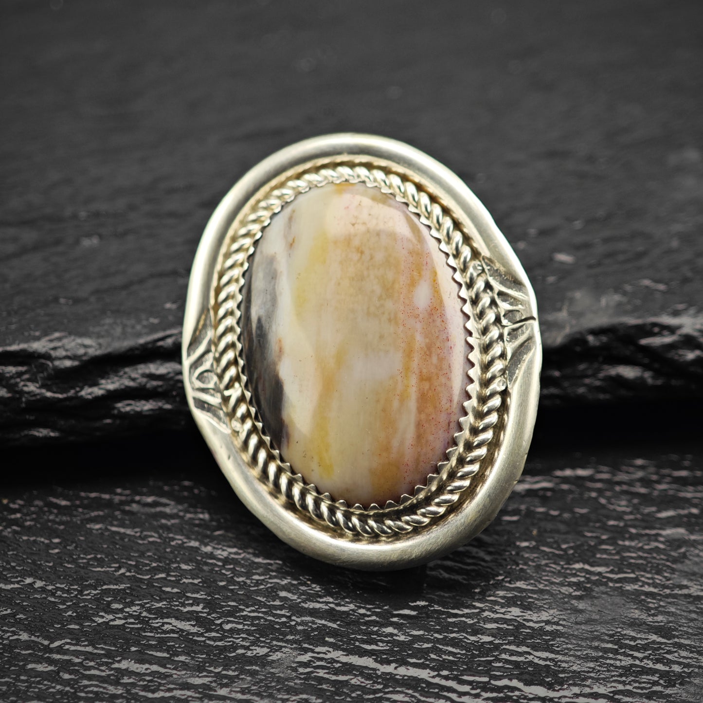 Native American Petrified Wood Pendant Brooch Sterling Silver P2914
