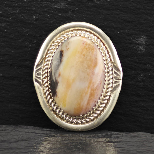 Native American Petrified Wood Pendant Brooch Sterling Silver P2914