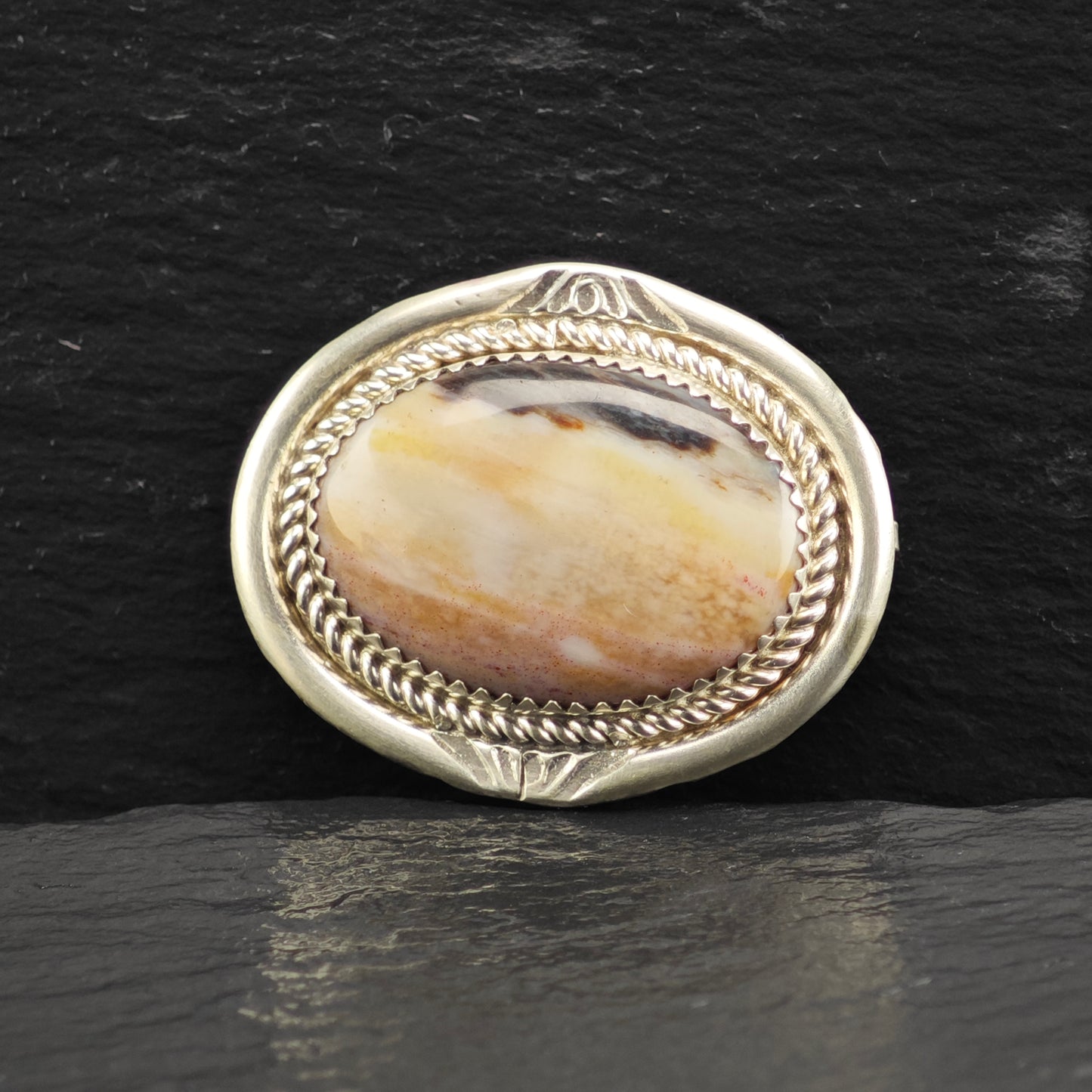 Native American Petrified Wood Pendant Brooch Sterling Silver P2914