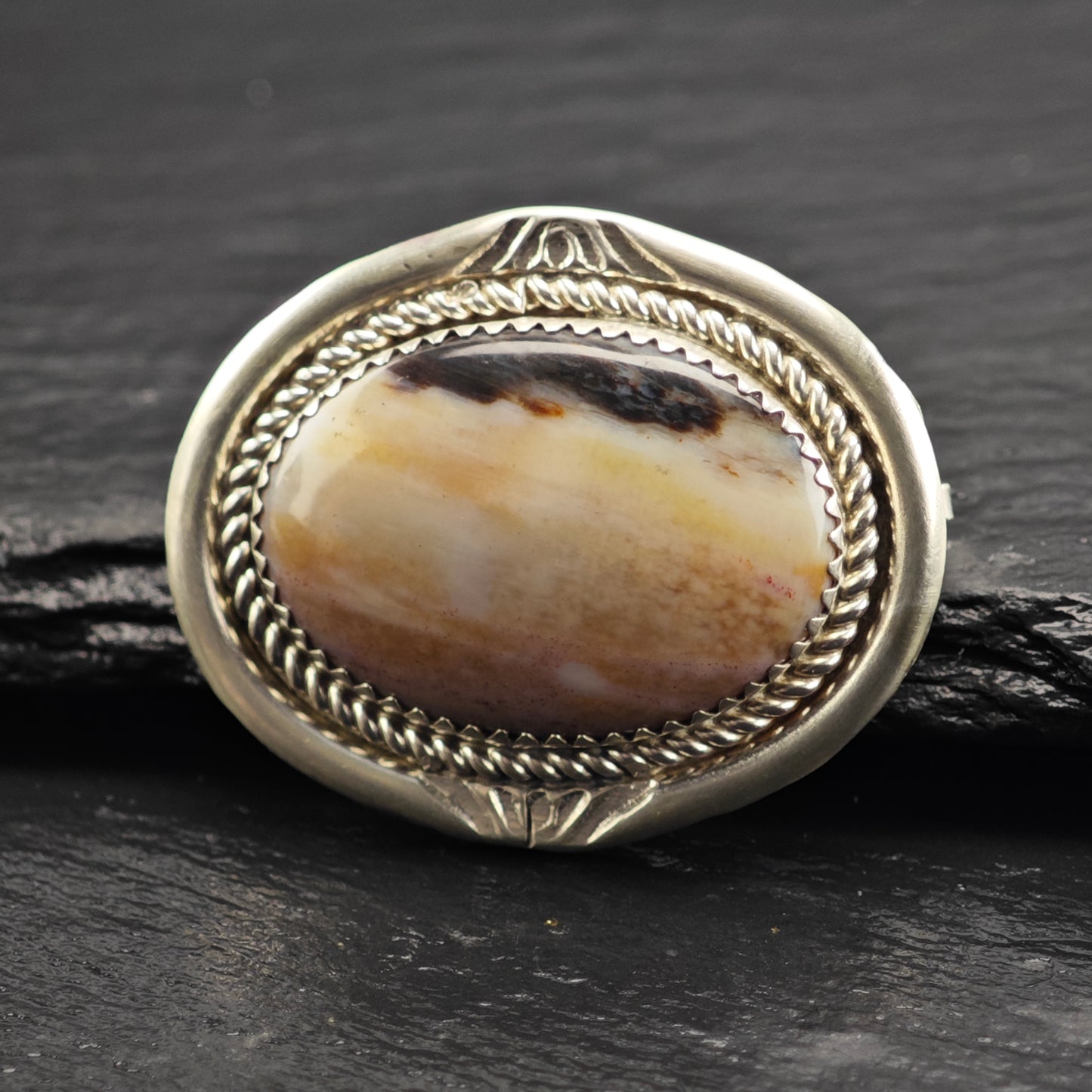 Native American Petrified Wood Pendant Brooch Sterling Silver P2914