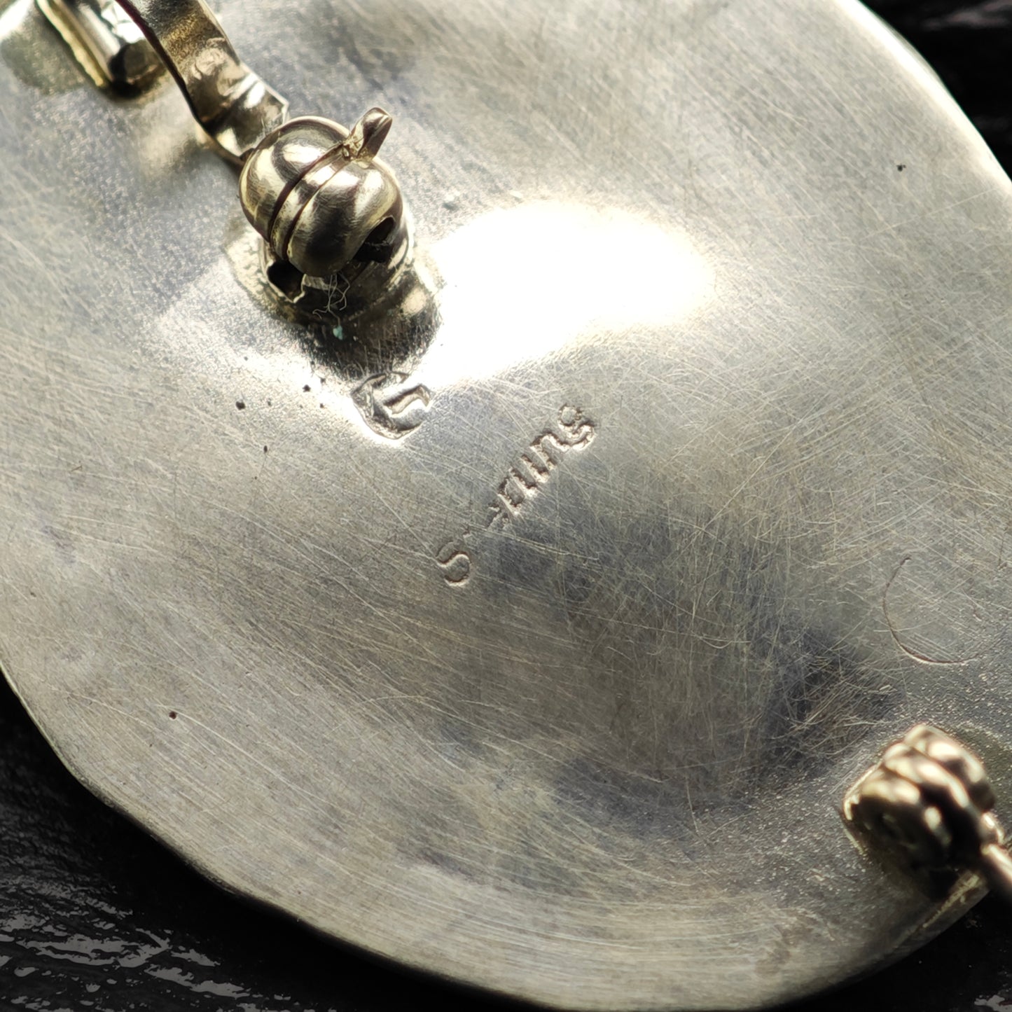 Native American Petrified Wood Pendant Brooch Sterling Silver P2914
