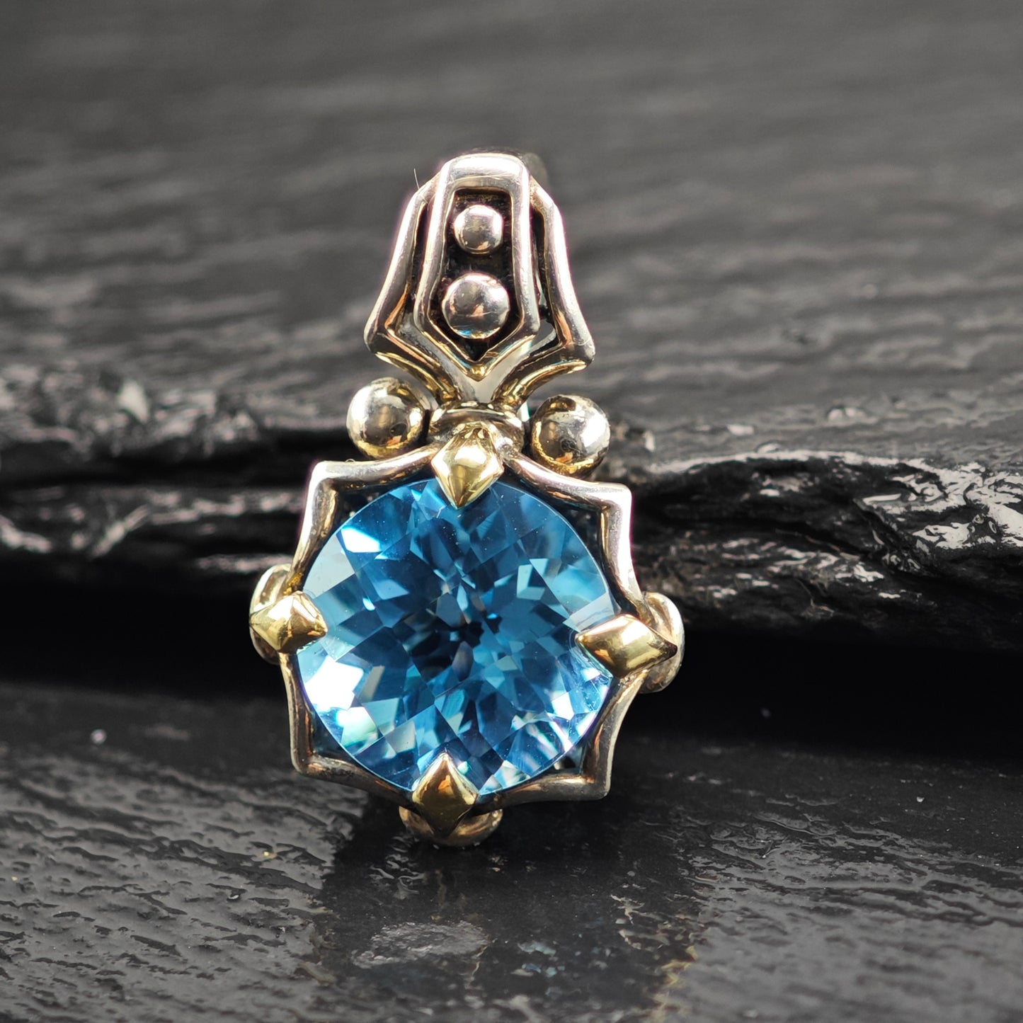 Effy 18k Gold Accent Topaz Pendant Sterling Silver P2915