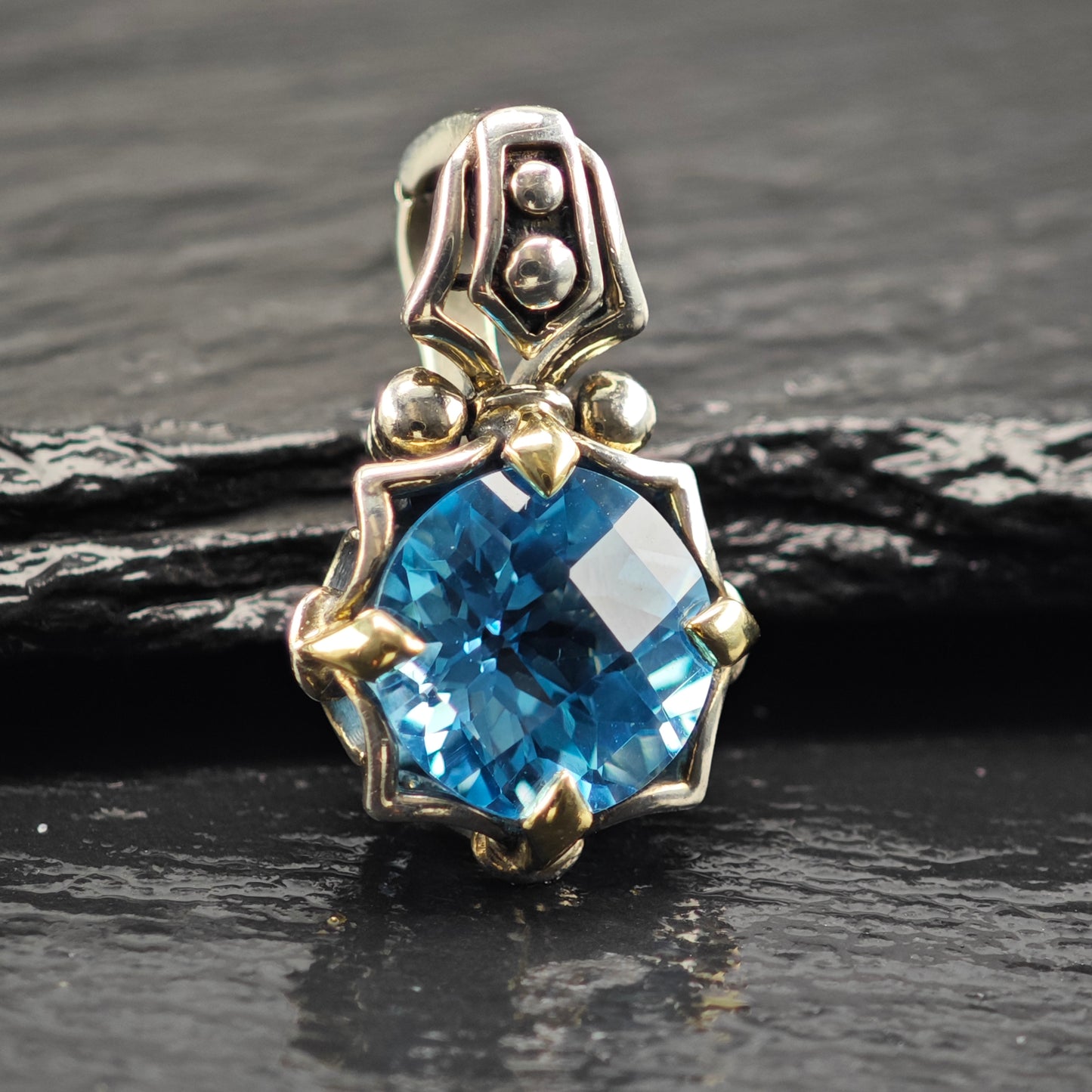 Effy 18k Gold Accent Topaz Pendant Sterling Silver P2915