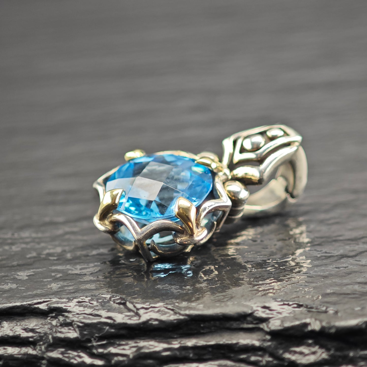 Effy 18k Gold Accent Topaz Pendant Sterling Silver P2915