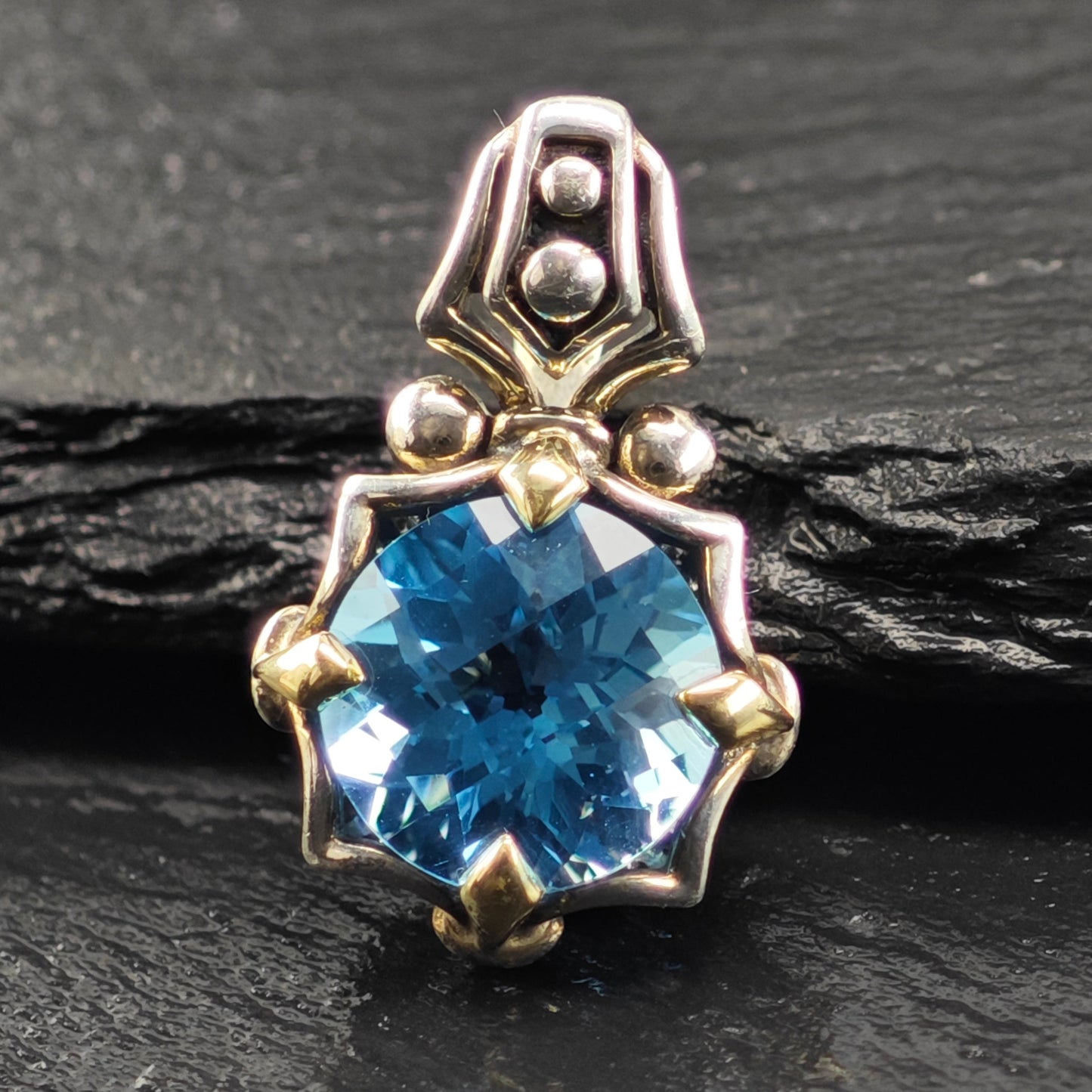 Effy 18k Gold Accent Topaz Pendant Sterling Silver P2915