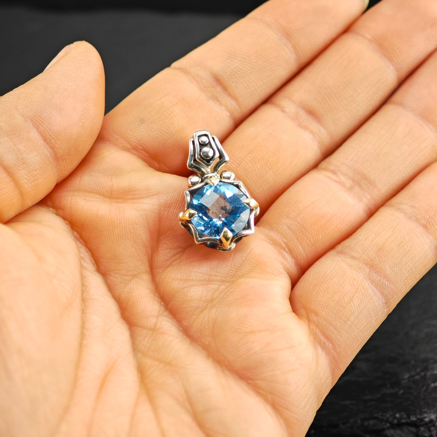 Effy 18k Gold Accent Topaz Pendant Sterling Silver P2915