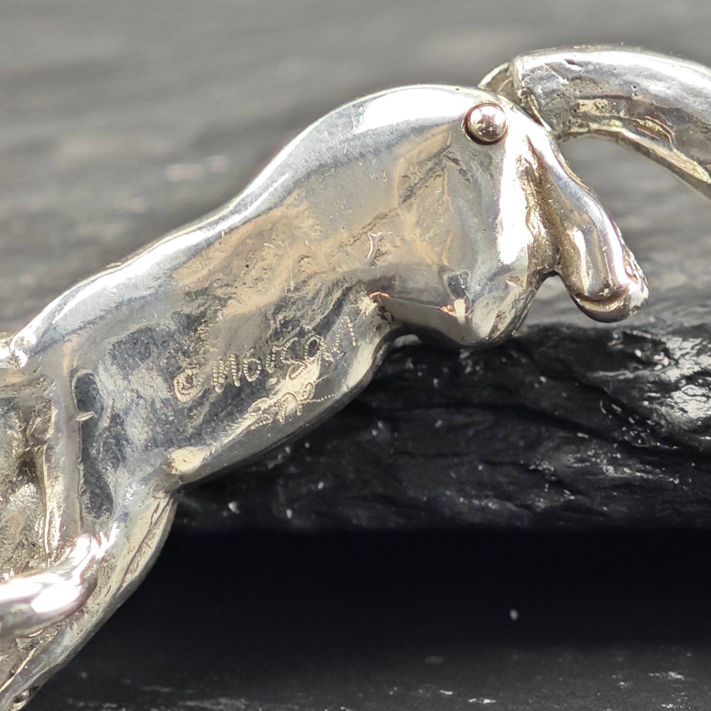 Swinging Tail Cat Pendant Sterling Silver P2917