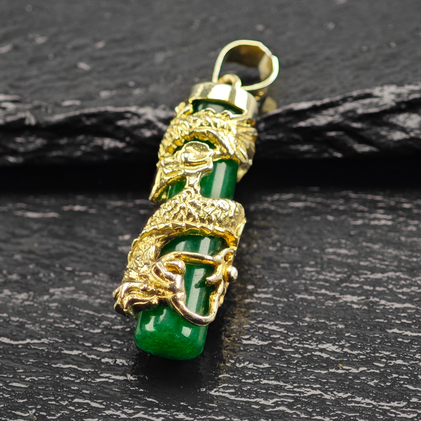 Jade Gold Plated Dragon Pendant Sterling Silver P2918