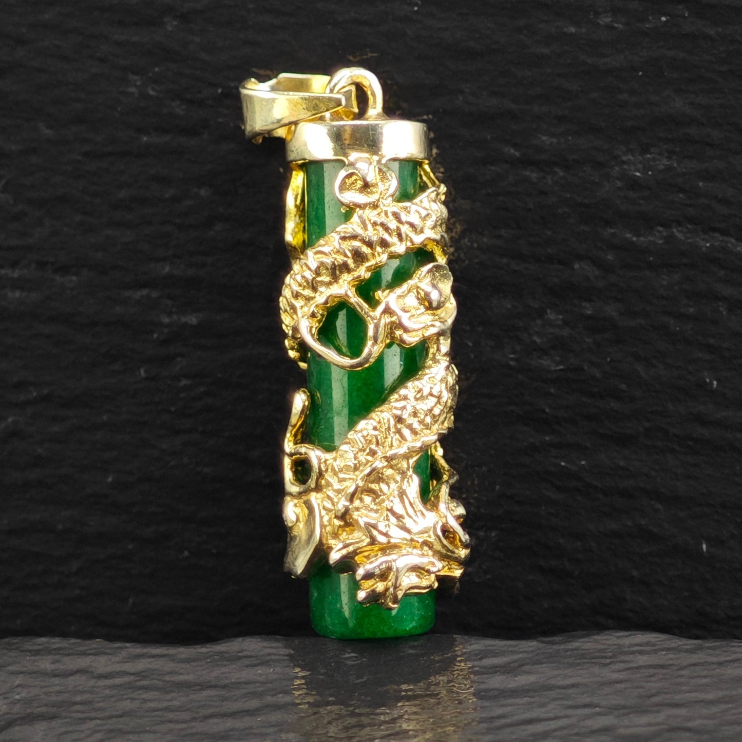 Jade Gold Plated Dragon Pendant Sterling Silver P2918