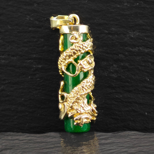 Jade Gold Plated Dragon Pendant Sterling Silver P2918