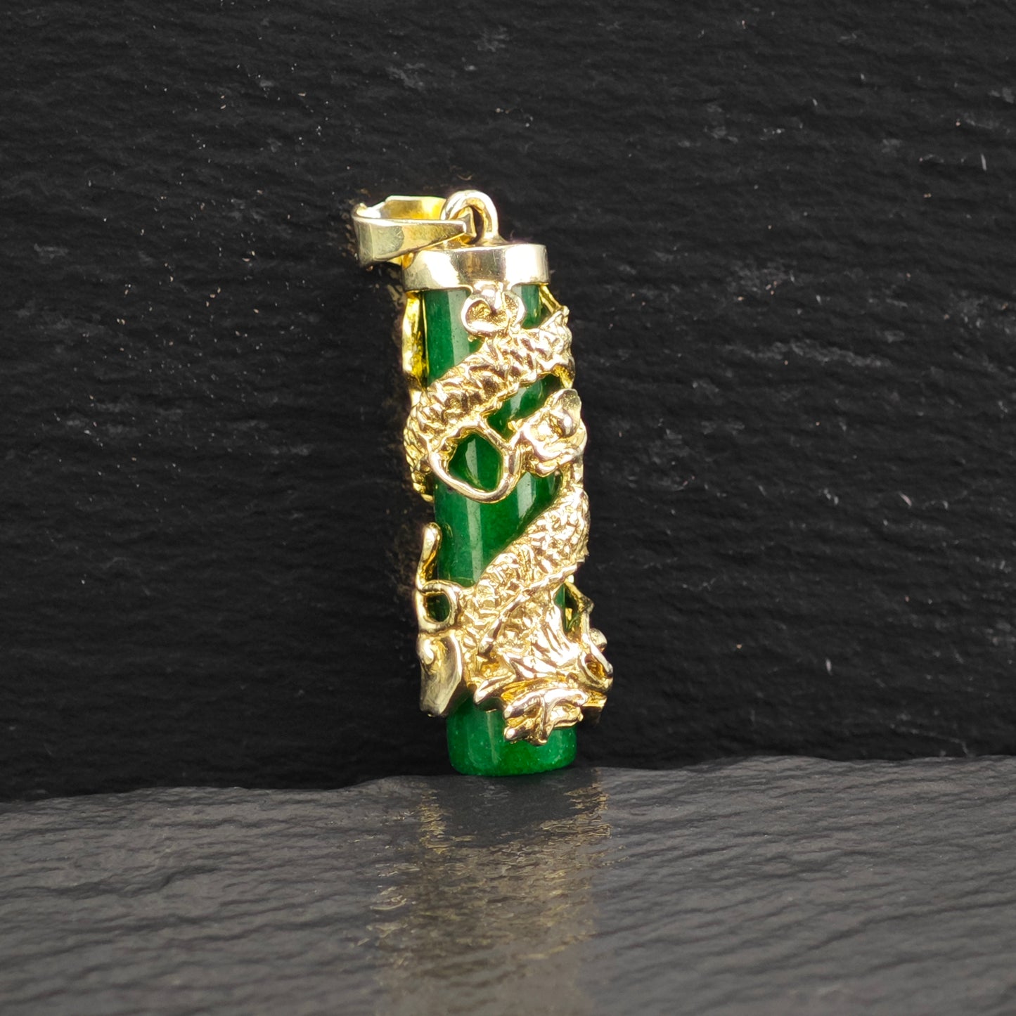 Jade Gold Plated Dragon Pendant Sterling Silver P2918