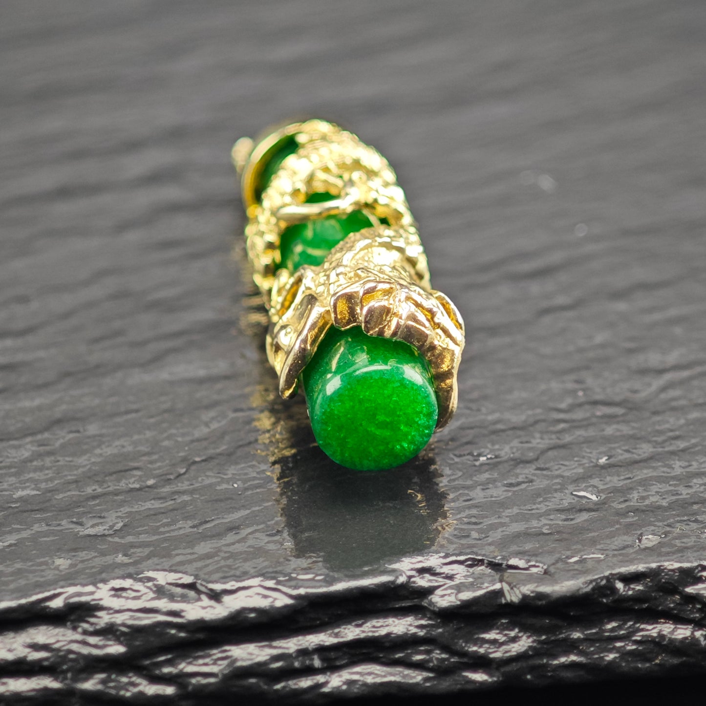 Jade Gold Plated Dragon Pendant Sterling Silver P2918