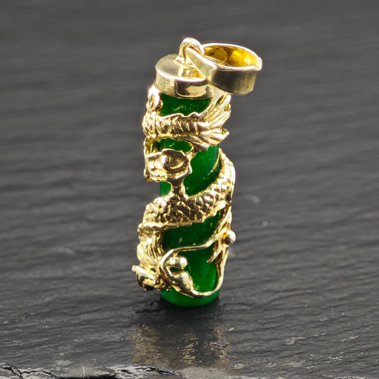 Jade Gold Plated Dragon Pendant Sterling Silver P2918