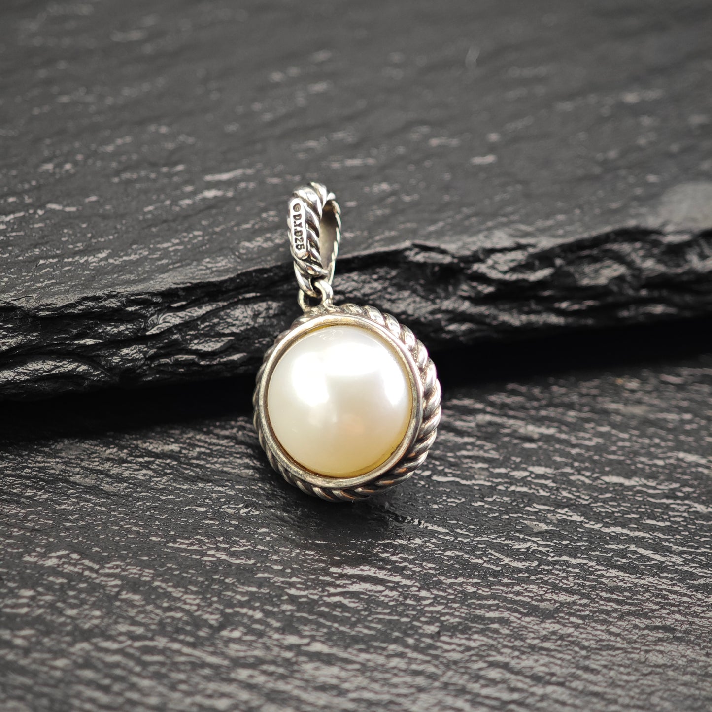 David Yurman Pearl Cable Pendant Sterling Silver P2919