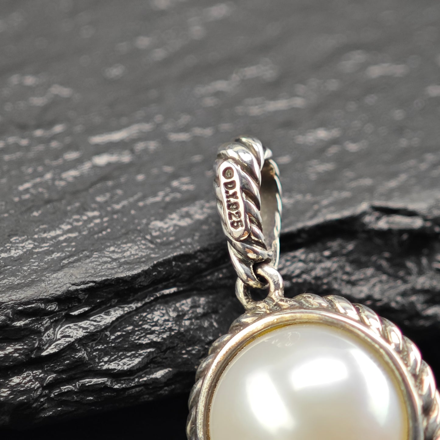 David Yurman Pearl Cable Pendant Sterling Silver P2919