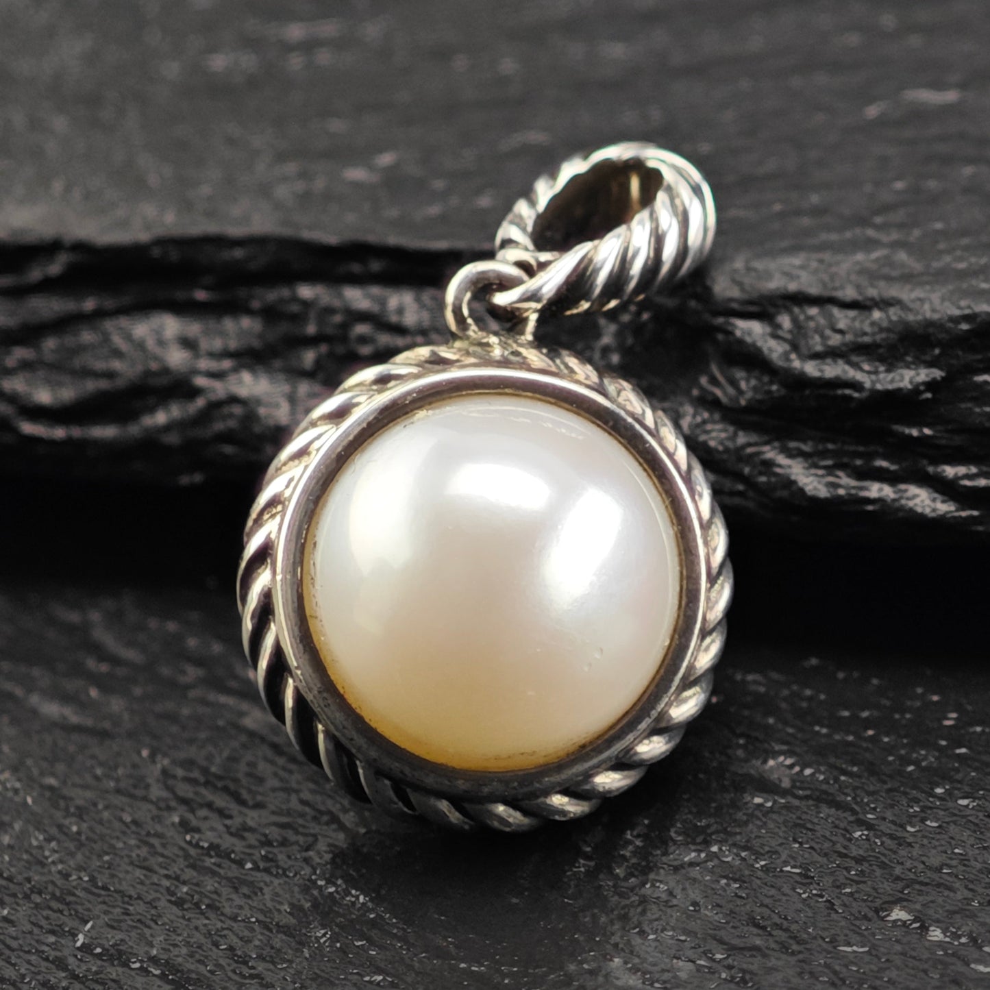 David Yurman Pearl Cable Pendant Sterling Silver P2919