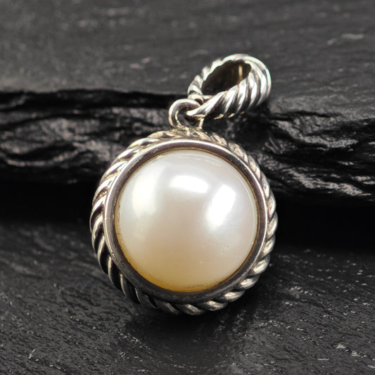 David Yurman Pearl Cable Pendant Sterling Silver P2919