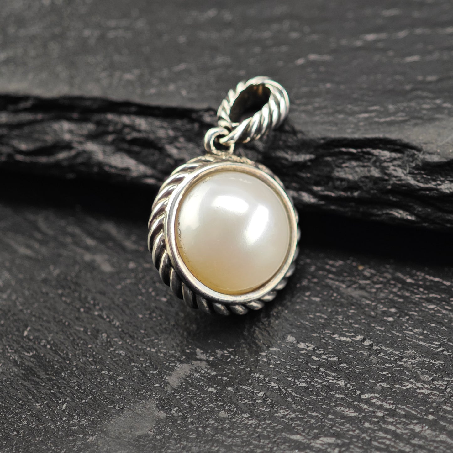 David Yurman Pearl Cable Pendant Sterling Silver P2919