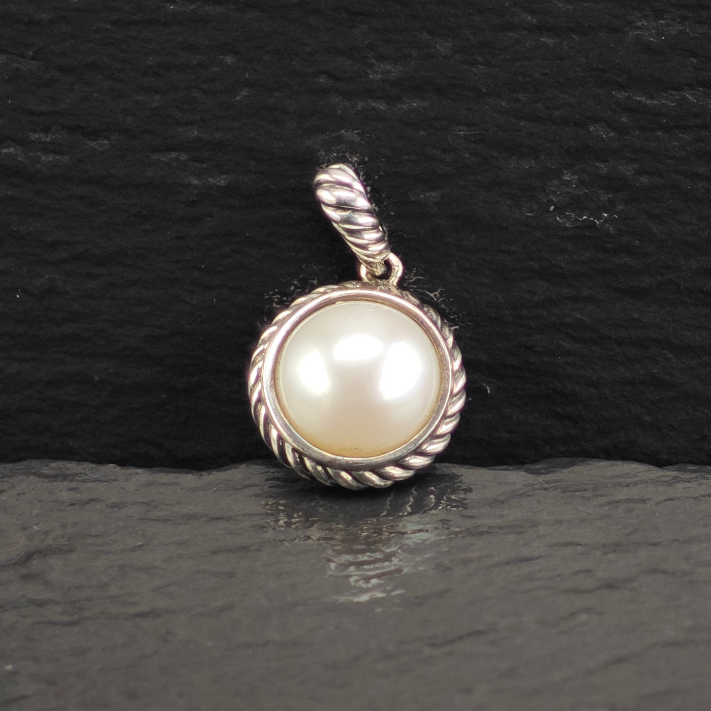 David Yurman Pearl Cable Pendant Sterling Silver P2919