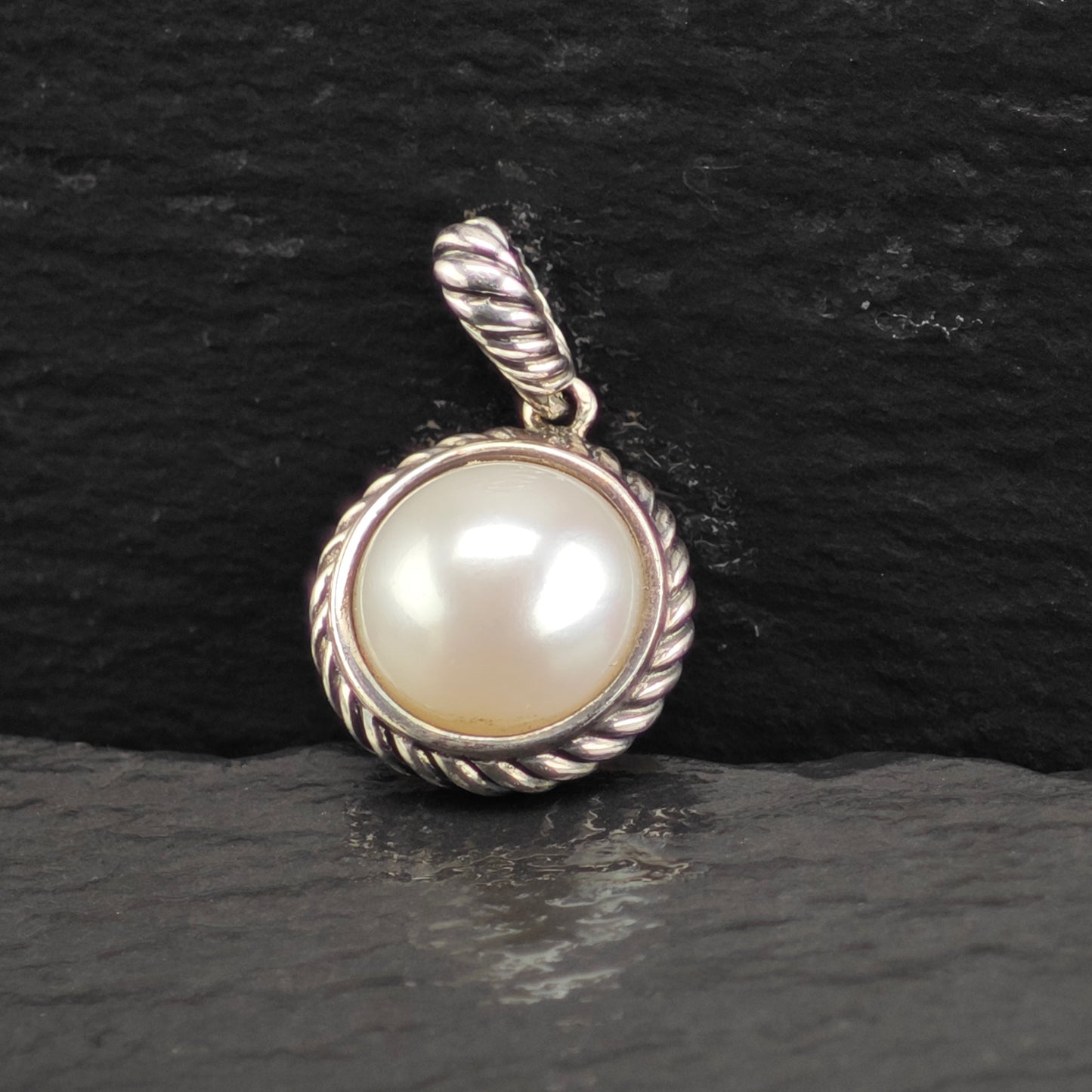 David Yurman Pearl Cable Pendant Sterling Silver P2919