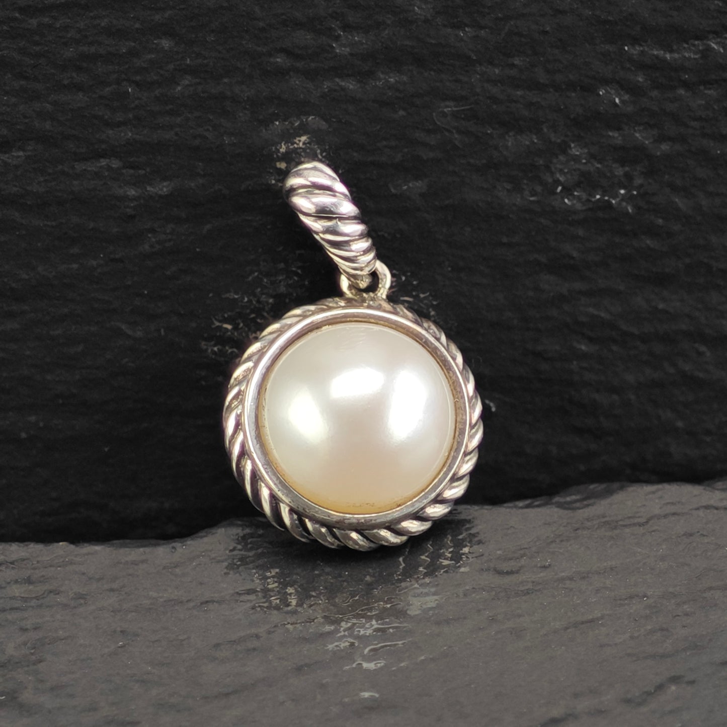 David Yurman Pearl Cable Pendant Sterling Silver P2919