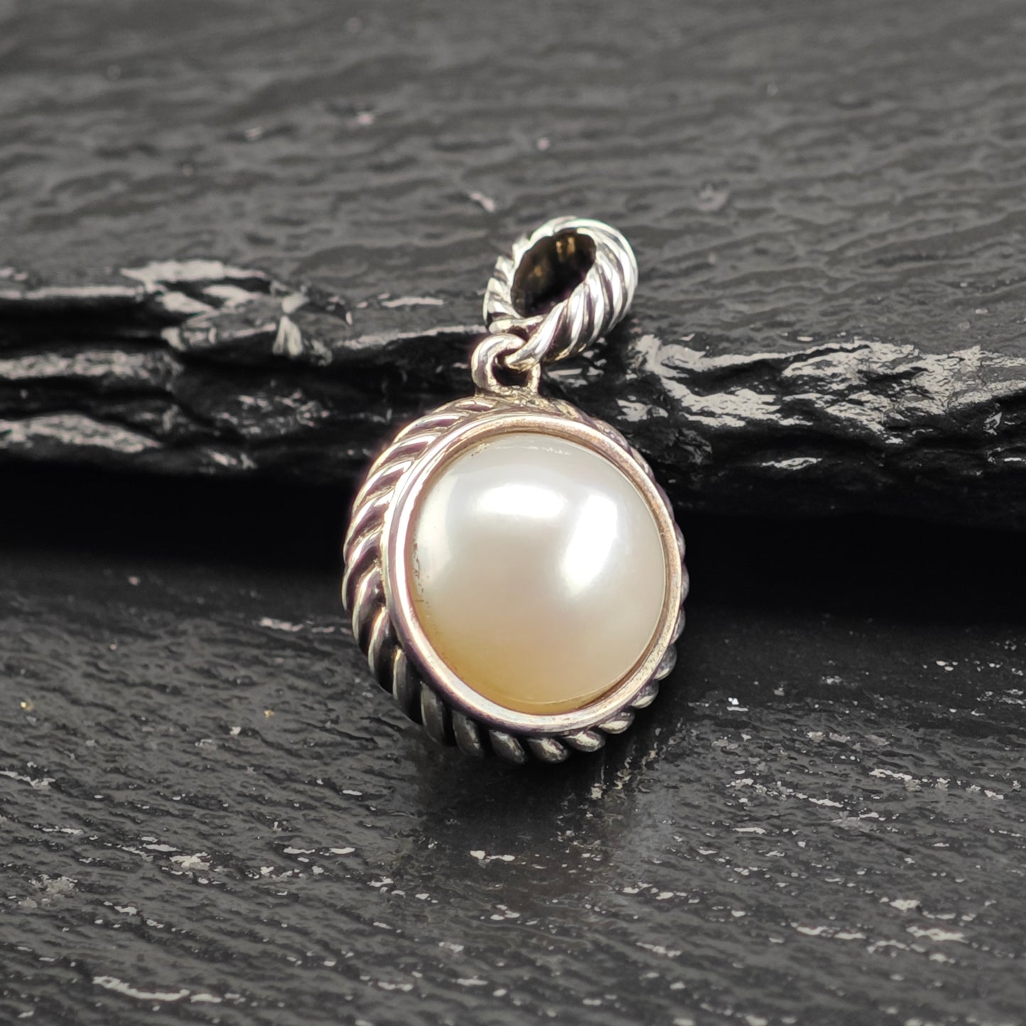 David Yurman Pearl Cable Pendant Sterling Silver P2919
