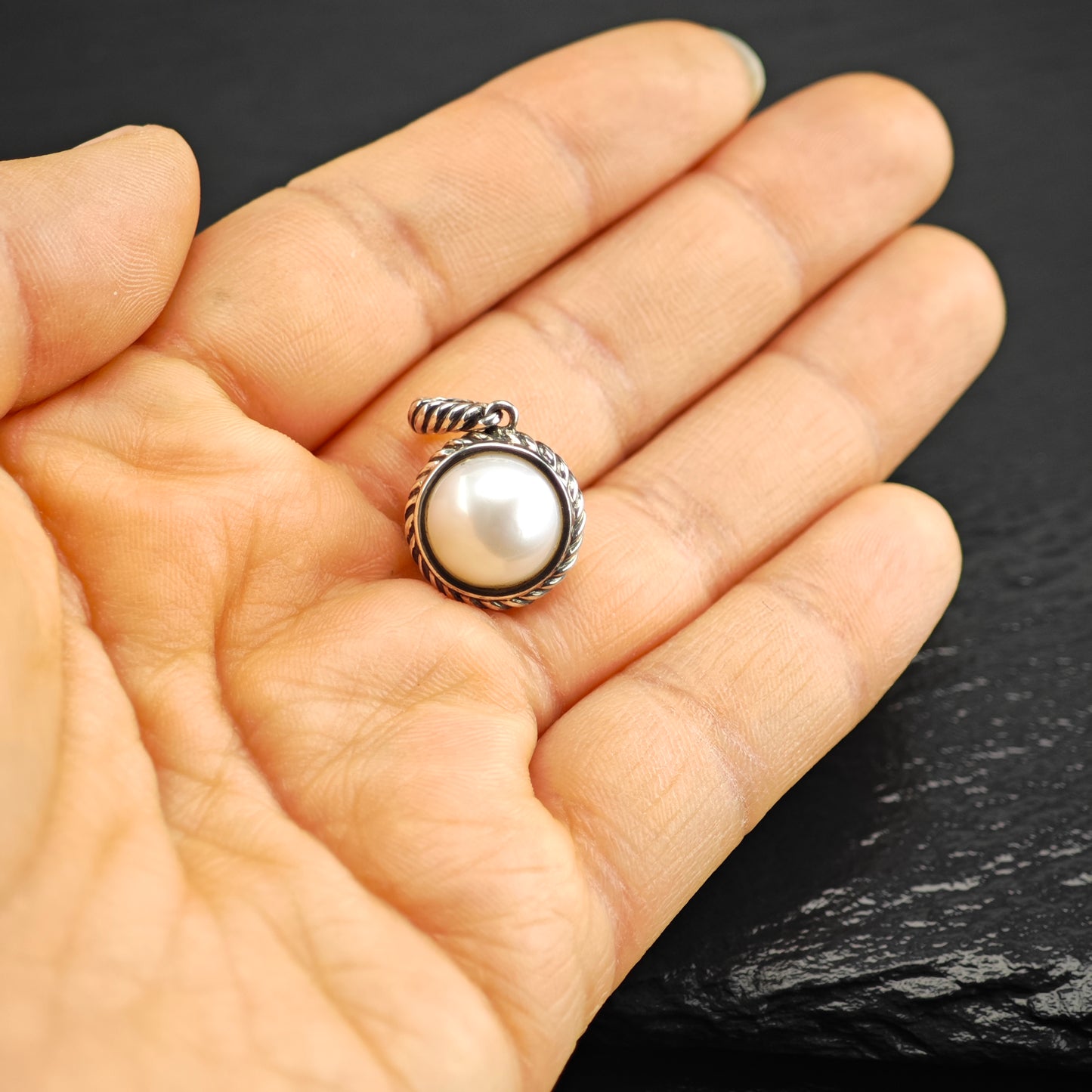 David Yurman Pearl Cable Pendant Sterling Silver P2919