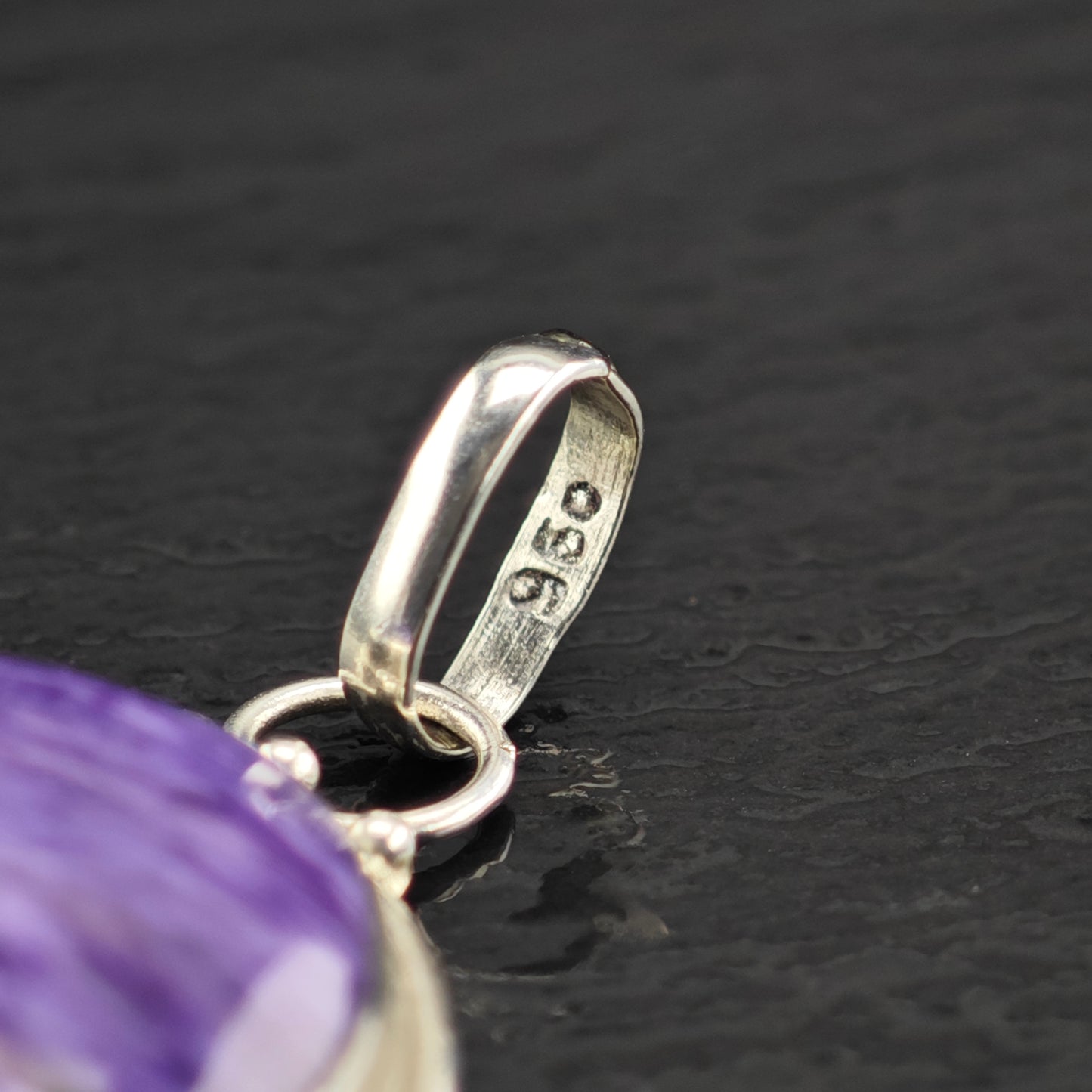 Oval Charoite Pendant Sterling Silver P2920