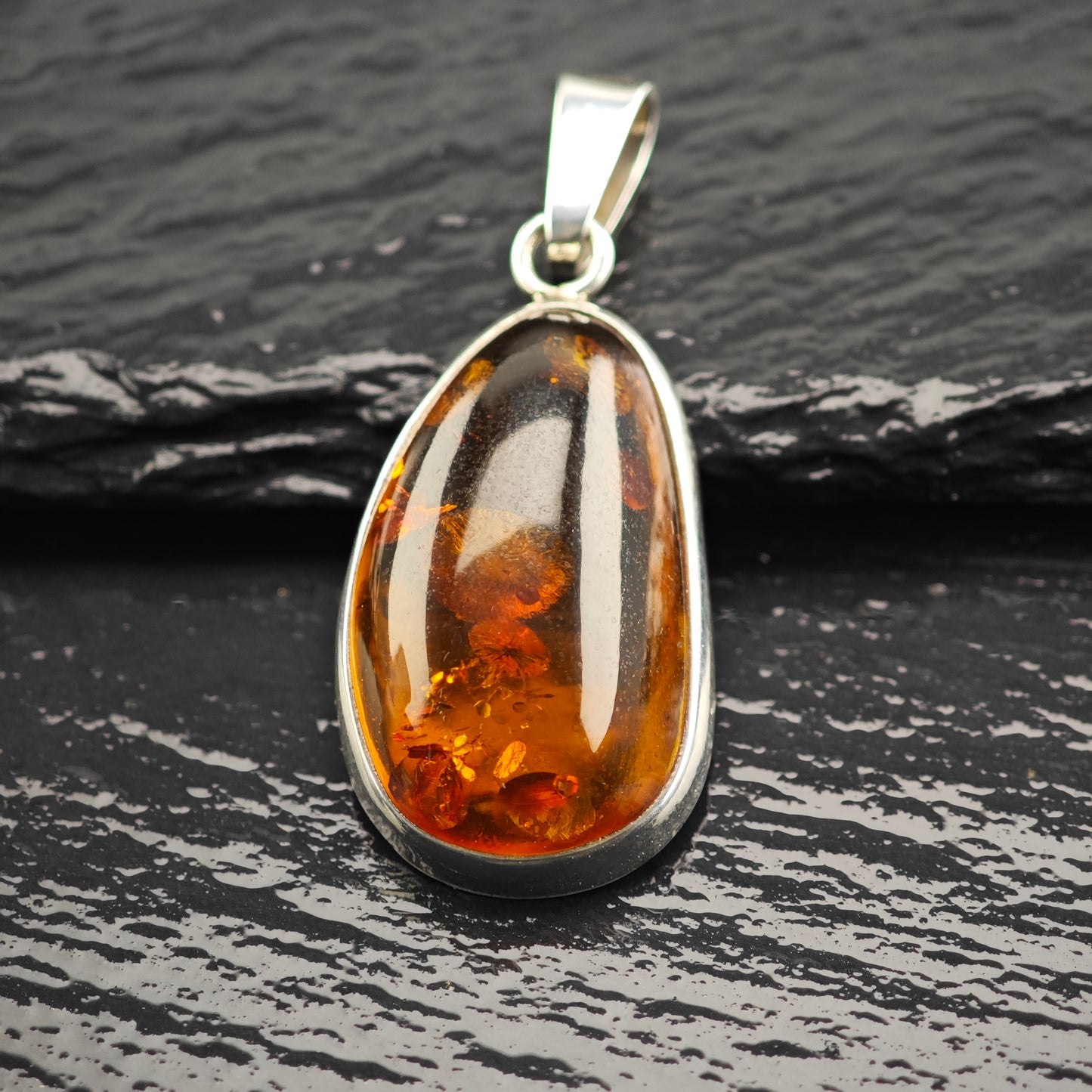 Natural Amber Pendant Sterling Silver P2927