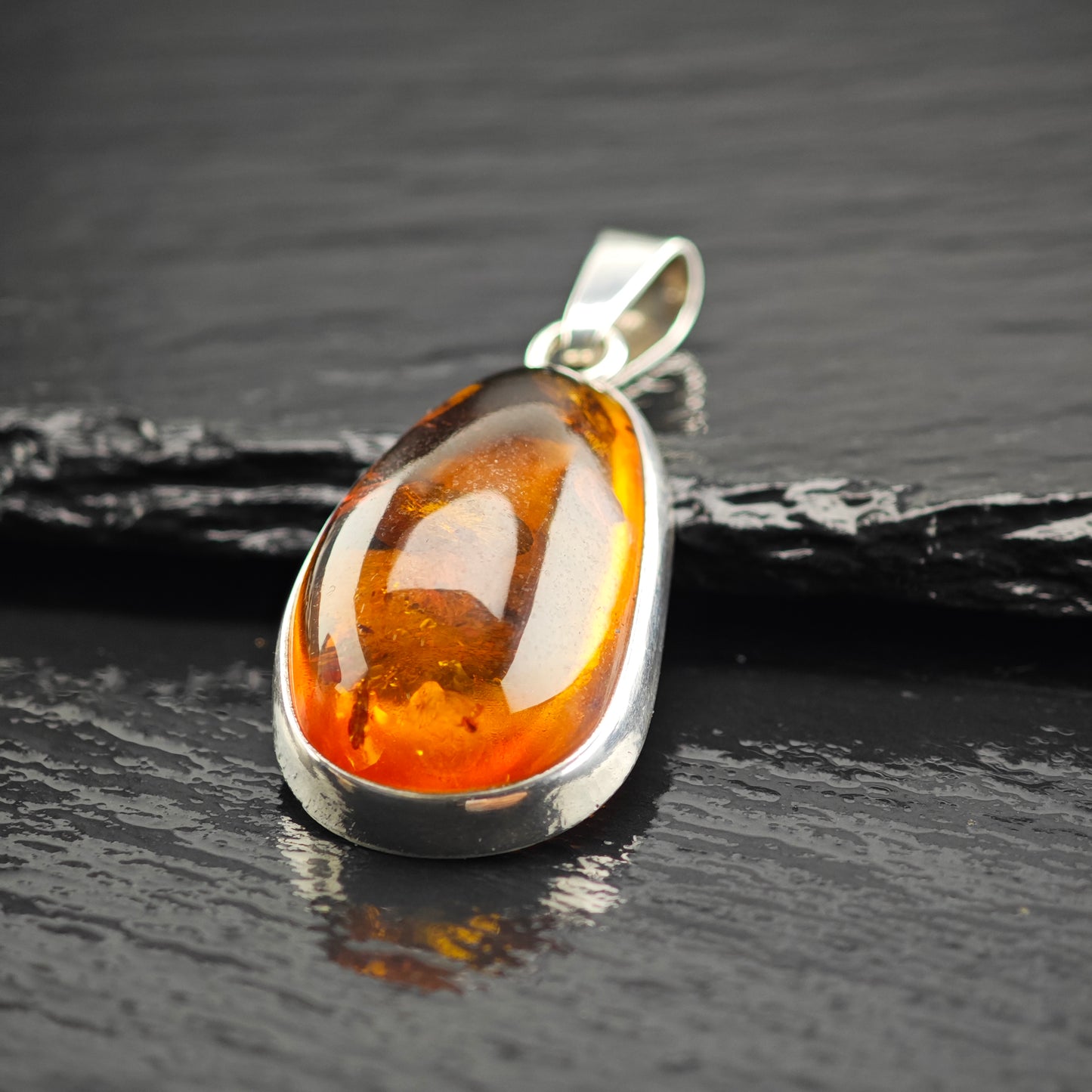 Natural Amber Pendant Sterling Silver P2927