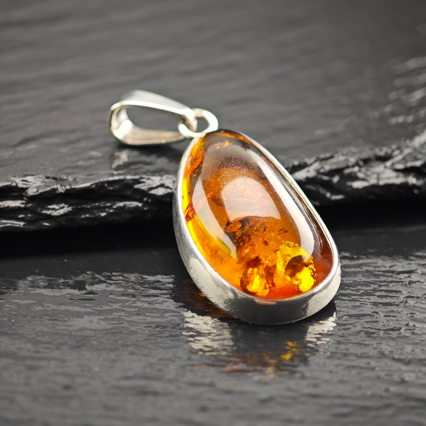 Natural Amber Pendant Sterling Silver P2927