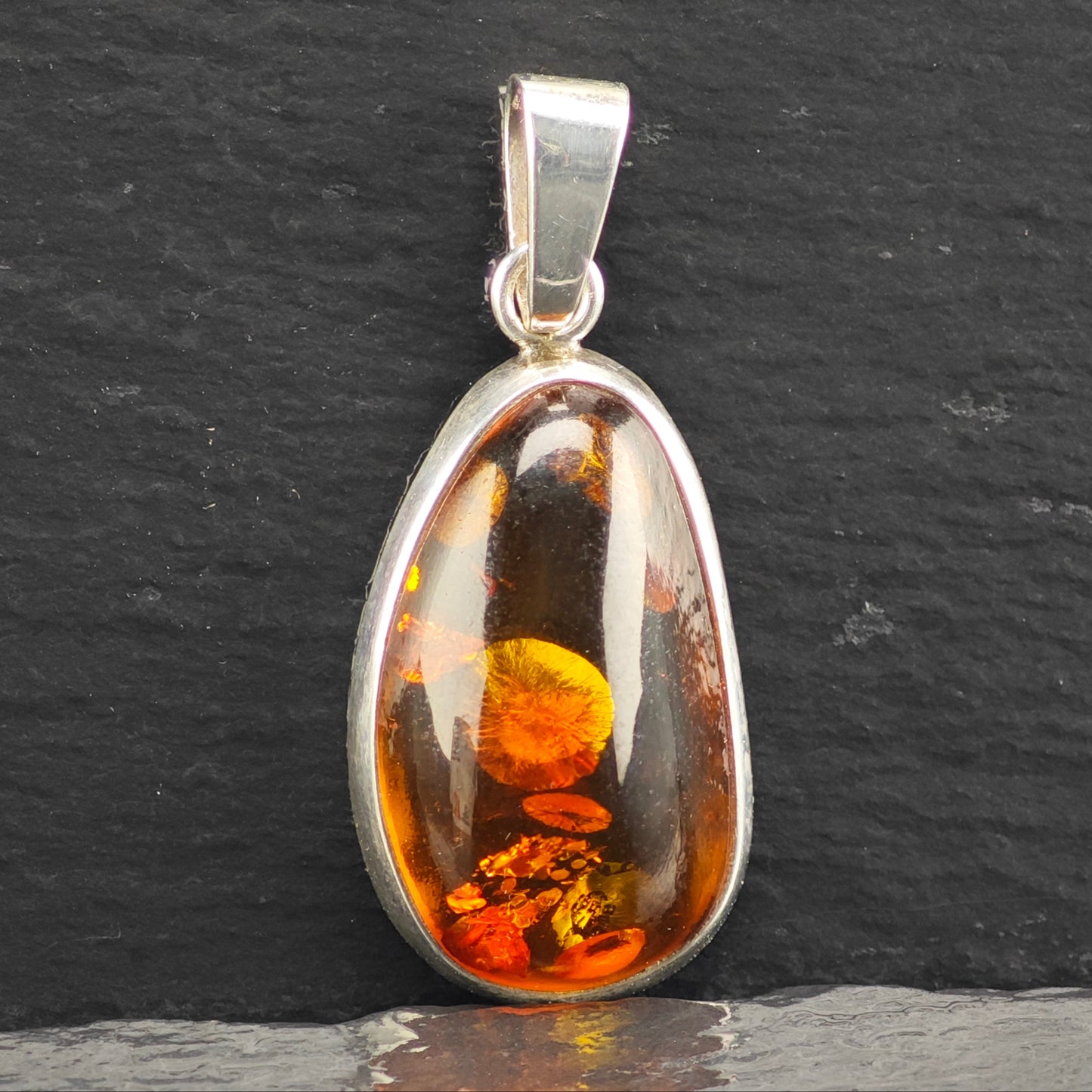 Natural Amber Pendant Sterling Silver P2927