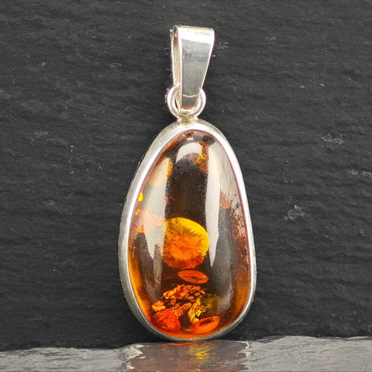 Natural Amber Pendant Sterling Silver P2927