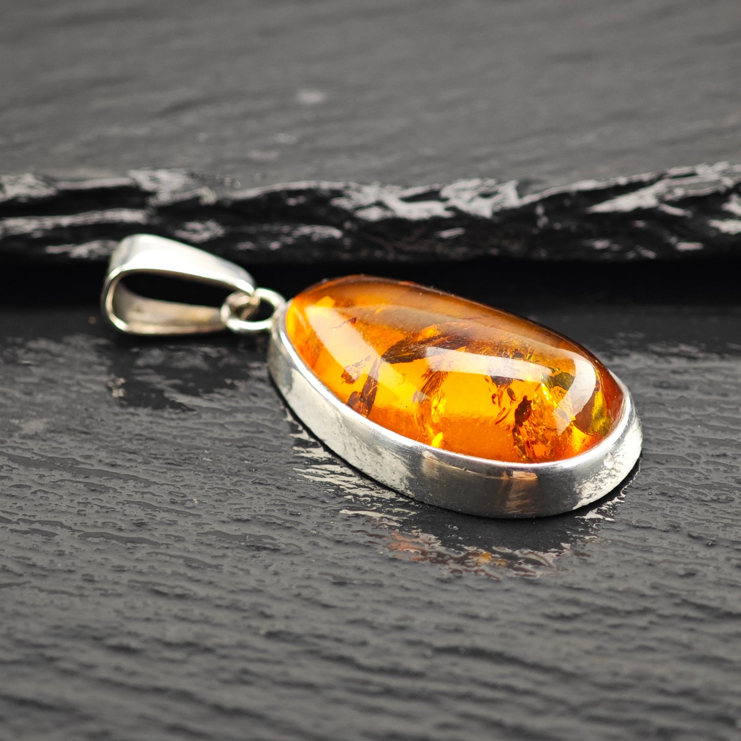 Natural Amber Pendant Sterling Silver P2927