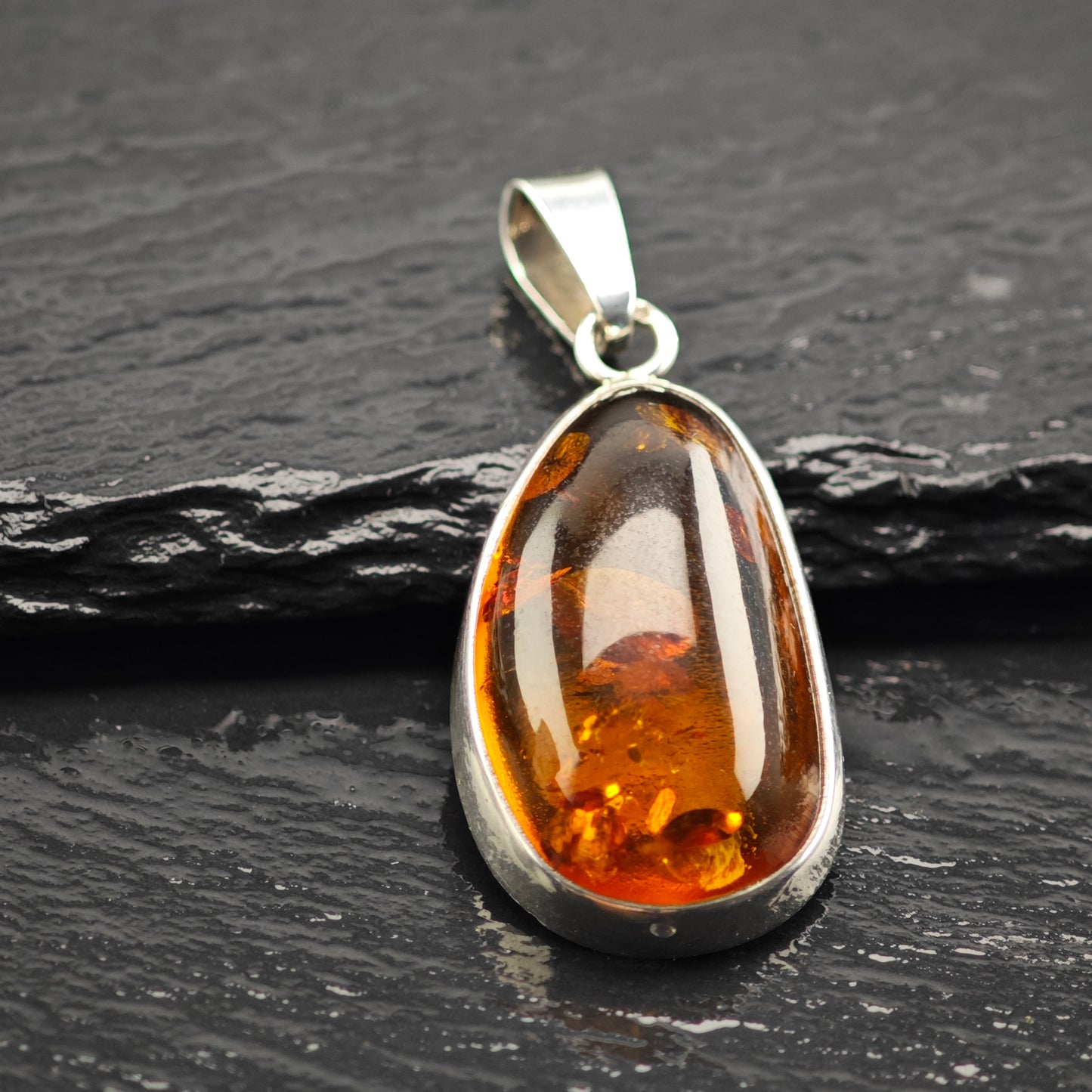 Natural Amber Pendant Sterling Silver P2927