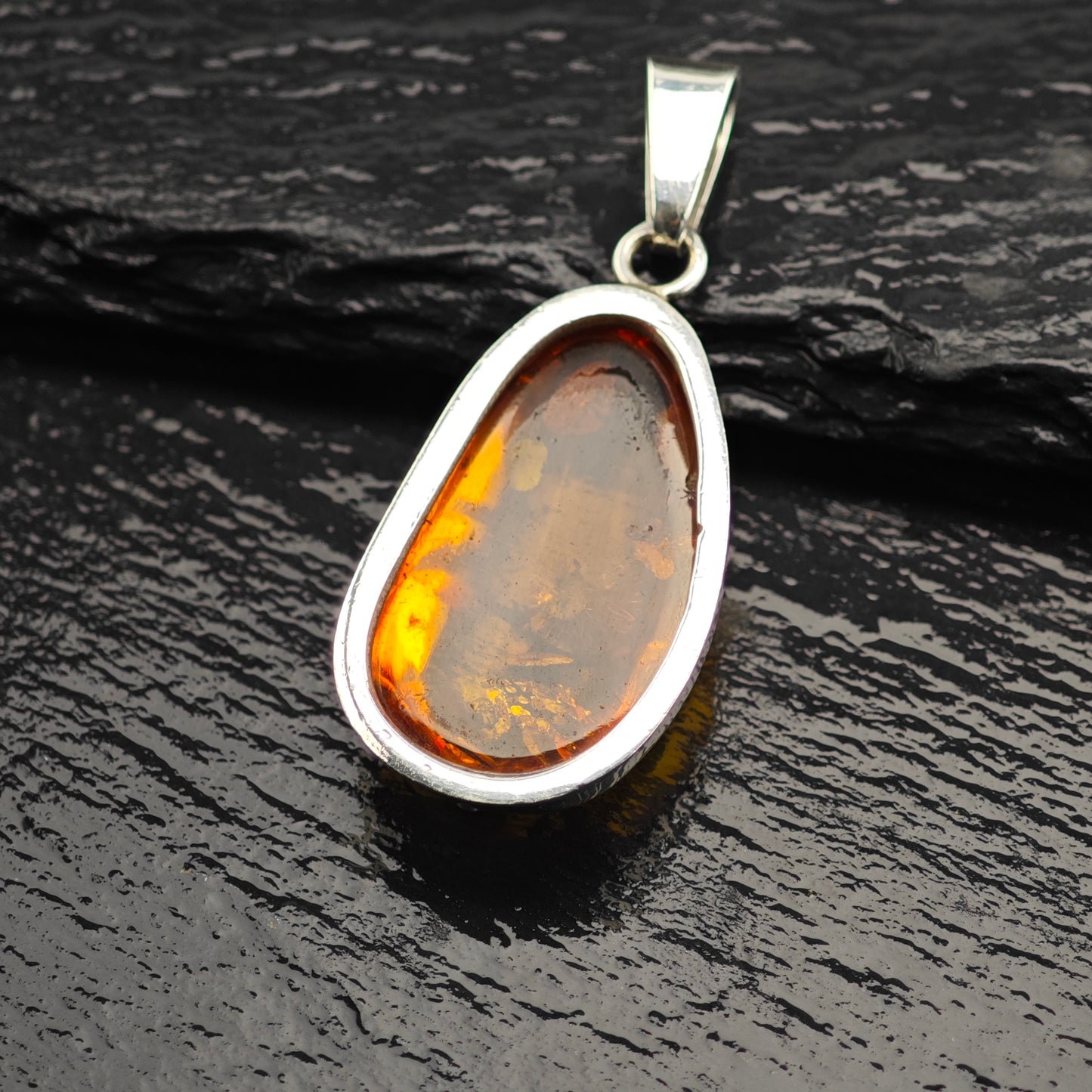 Natural Amber Pendant Sterling Silver P2927