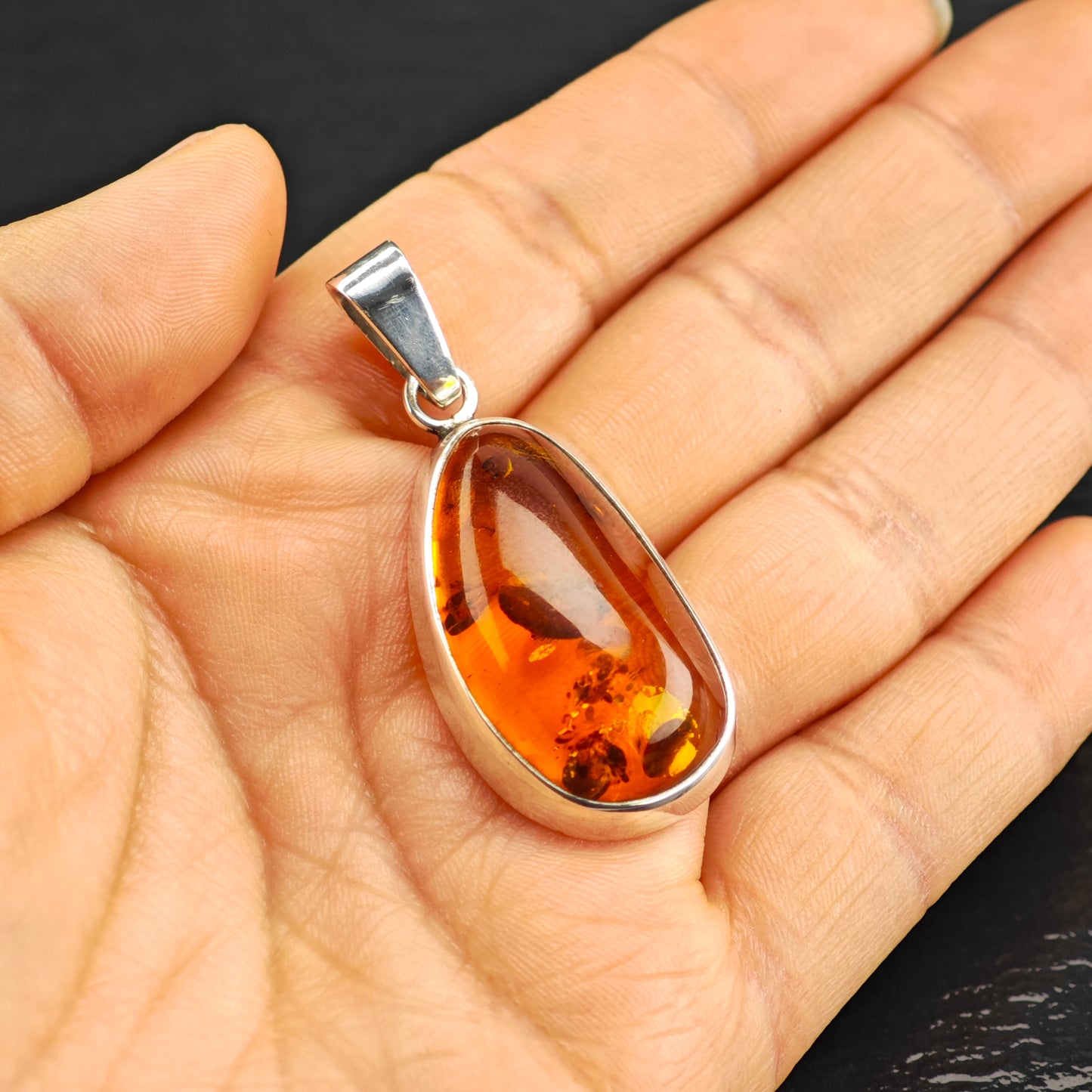 Natural Amber Pendant Sterling Silver P2927