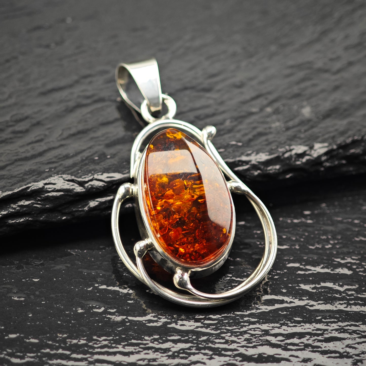 Baltic Amber Pendant Sterling Silver P2929