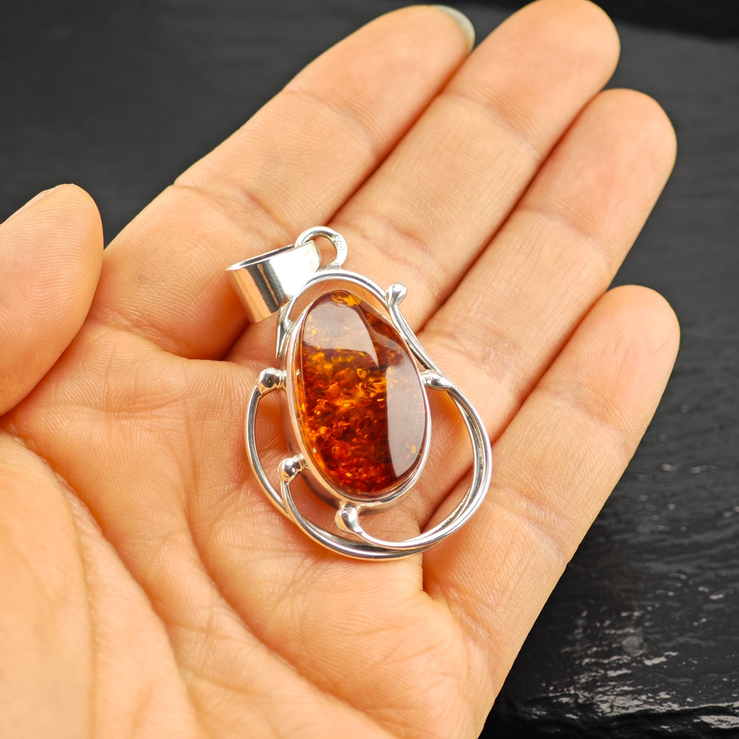 Baltic Amber Pendant Sterling Silver P2929