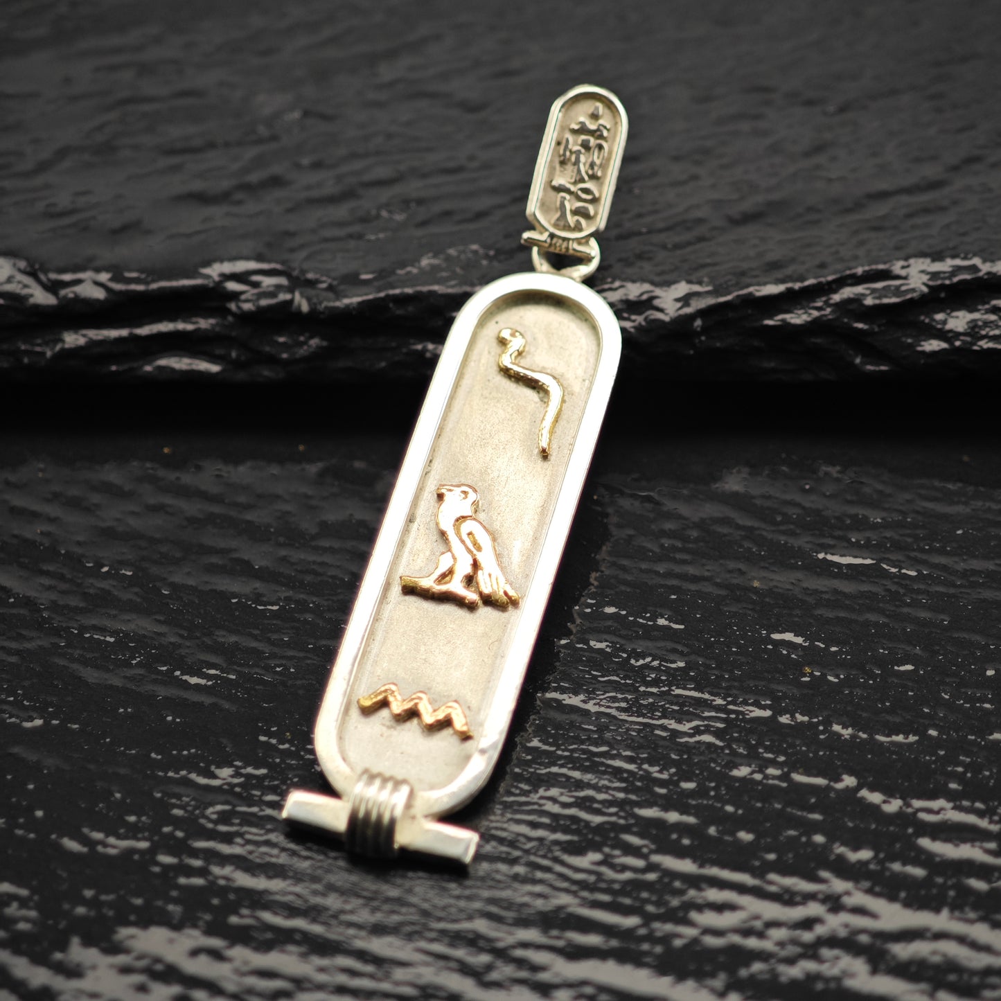 Egyptian Cartouche Gold Accent Sterling Silver P2931